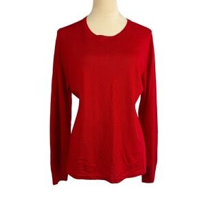 Charter Club Merino Wool Sweater Red Crew Neck‎ Long Sleeve Womens XL